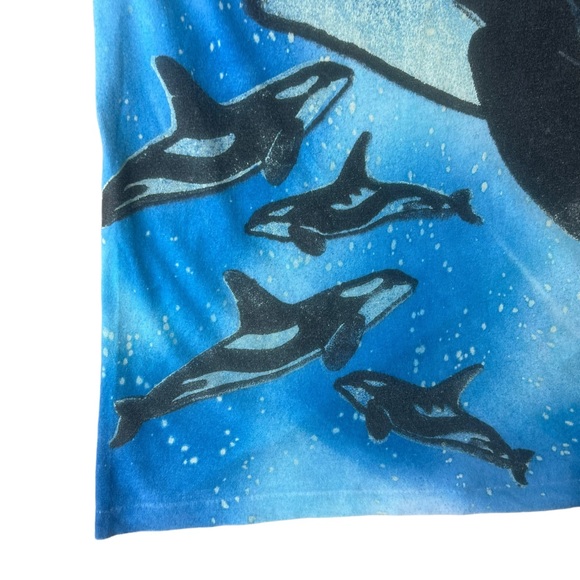 90s Single Stich Ocean Killer Whales Big Fish Nature Animals AOP Graphic vintage - Picture 4 of 10